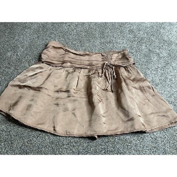 Aerie Mini Skirt Copper Color Pebble Look Material Elastic Waist Womens Size XL - Picture 2 of 8